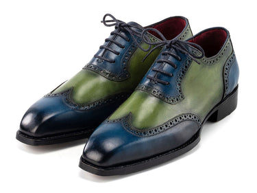Paul Parkman Men's Goodyear Welted Wingtip Oxfords in Blue & Green