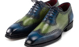 Paul Parkman Men's Goodyear Welted Wingtip Oxfords in Blue & Green