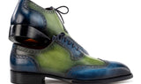 Paul Parkman Men's Goodyear Welted Wingtip Oxfords in Blue & Green
