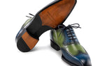 Paul Parkman Men's Goodyear Welted Wingtip Oxfords in Blue & Green