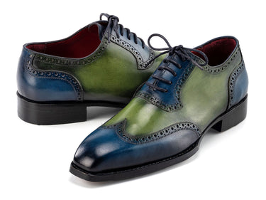 Paul Parkman Men's Goodyear Welted Wingtip Oxfords in Blue & Green