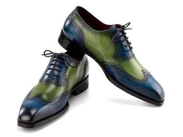 Paul Parkman Men's Goodyear Welted Wingtip Oxfords in Blue & Green