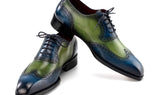 Paul Parkman Men's Goodyear Welted Wingtip Oxfords in Blue & Green