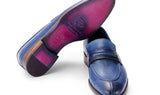 Paul Parkman Men's Split Toe Loafer Shoes in Blue