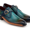 Paul Parkman Men's Single Monkstrap Shoes in Turquoise & Brown in EU 47 - US 13