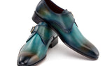 Paul Parkman Men's Single Monkstrap Shoes in Turquoise & Brown