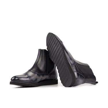 DapperFam Vesuvio in Black / Grey Painted Calf and Patina