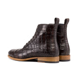 DapperFam Garrison in Dark Brown Painted Croco