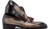 Paul Parkman Men's Split Toe Patina Leather Tassel Loafers in Brown