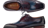 Paul Parkman Men's Goodyear Welted Wingtip Oxfords in Bordeaux & Blue
