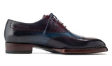 Paul Parkman Men's Goodyear Welted Wingtip Oxfords in Bordeaux & Blue