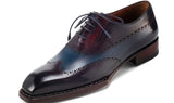 Paul Parkman Men's Goodyear Welted Wingtip Oxfords in Bordeaux & Blue
