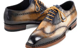 Paul Parkman Men's Goodyear Welted Wingtip Oxfords in Camel & Navy
