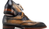 Paul Parkman Men's Goodyear Welted Wingtip Oxfords in Camel & Navy
