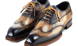 Paul Parkman Men's Goodyear Welted Wingtip Oxfords in Camel & Navy