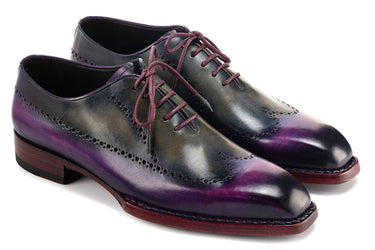 Paul Parkman Men's Goodyear Welted Wingtip Oxfords in Purple & Grey