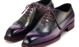 Paul Parkman Men's Goodyear Welted Wingtip Oxfords in Purple & Grey