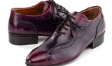 Paul Parkman Handmade Burnished Lace-Up Casual Shoes in Purple