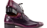 Paul Parkman Handmade Burnished Lace-Up Casual Shoes in Purple