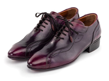 Paul Parkman Handmade Burnished Lace-Up Casual Shoes in Purple