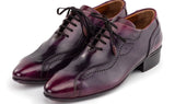 Paul Parkman Handmade Burnished Lace-Up Casual Shoes in Purple