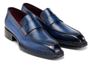 Paul Parkman Men's Norwegian Welted Loafers in Blue Patina