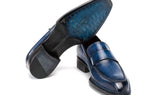 Paul Parkman Men's Norwegian Welted Loafers in Blue Patina