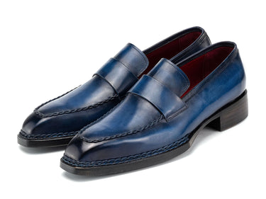 Paul Parkman Men's Norwegian Welted Loafers in Blue Patina