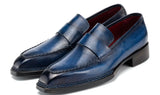 Paul Parkman Men's Norwegian Welted Loafers in Blue Patina