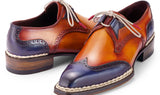 Paul Parkman Men's Norwegian Welted Wingtip Men's Dress Shoes in Blue & Camel