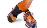Paul Parkman Men's Norwegian Welted Wingtip Men's Dress Shoes in Blue & Camel