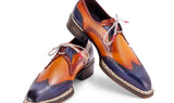 Paul Parkman Men's Norwegian Welted Wingtip Men's Dress Shoes in Blue & Camel