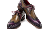 Paul Parkman Norwegian Welted Wingtip Men's Dress Shoes Purple & Olive (ID#8505-PRP) — view 2