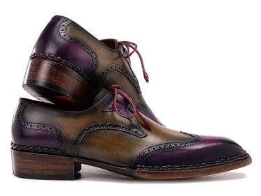 Paul Parkman Norwegian Welted Wingtip Men's Dress Shoes Purple & Olive (ID#8505-PRP) — view 4