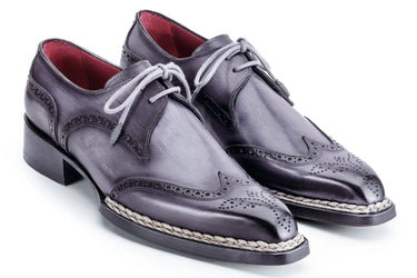 Paul Parkman Men's Norwegian Welted Wingtip Derby Shoes in Grey
