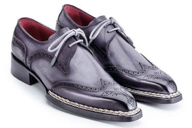 Paul Parkman Men's Norwegian Welted Wingtip Derby Shoes in Grey