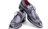 Paul Parkman Men's Norwegian Welted Wingtip Derby Shoes in Grey