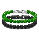 Spiritual Bead Set 8mm - Green & Black Onyx