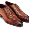 Paul Parkman Men's Camel Brown Croco Textured Leather Bicycle Toe Oxfords (ID#94-255)