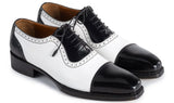 Paul Parkman Men's Goodyear Welted Cap Toe Oxfords in Black & White