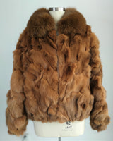 Calvere Furs Men's Fox Bomber Jacket with Full Skin Fox Collar in Whiskey