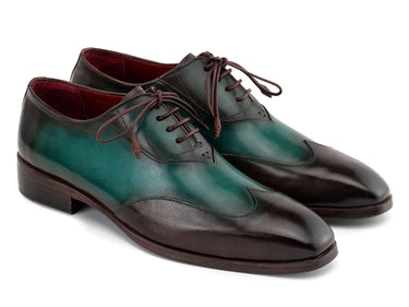 Paul Parkman Patina Leather Wingtip Oxford Shoes in Brown & Green