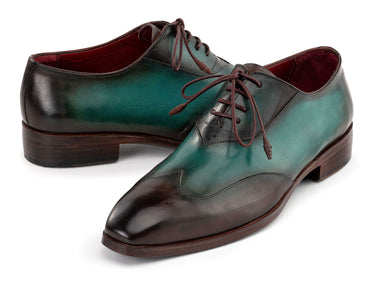 Paul Parkman Patina Leather Wingtip Oxford Shoes in Brown & Green