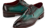 Paul Parkman Patina Leather Wingtip Oxford Shoes in Brown & Green