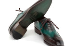 Paul Parkman Patina Leather Wingtip Oxford Shoes in Brown & Green