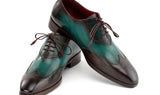 Paul Parkman Patina Leather Wingtip Oxford Shoes in Brown & Green