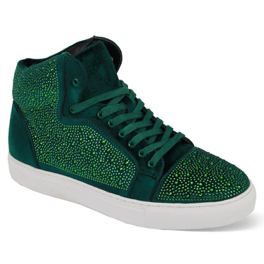After Midnight Exclusive Flash in Green Jeweled High Top Sneakers in Green #color_ Green