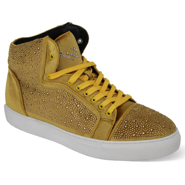 After Midnight Flash in Gold Jeweled High Top Sneakers in Gold #color_ Gold