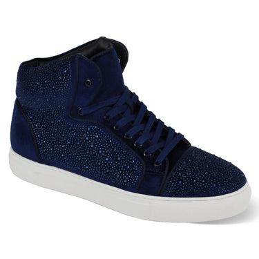 After Midnight Flash in Navy Jeweled High Top Sneakers in Navy #color_ Navy