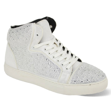 After Midnight Flash in White Jeweled High Top Sneakers in White
